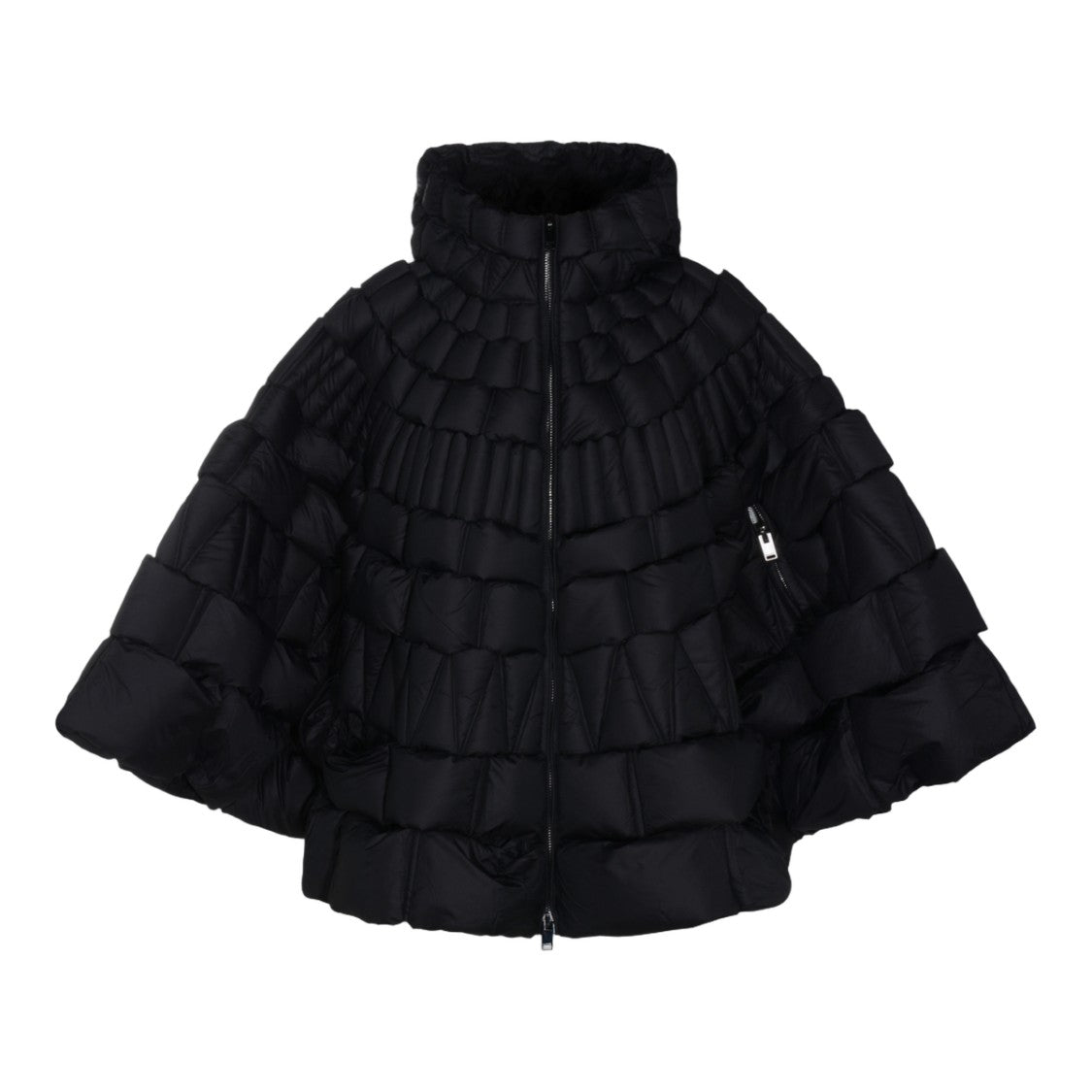 Raxxy Quilted Black Coat With Scalloped Padding