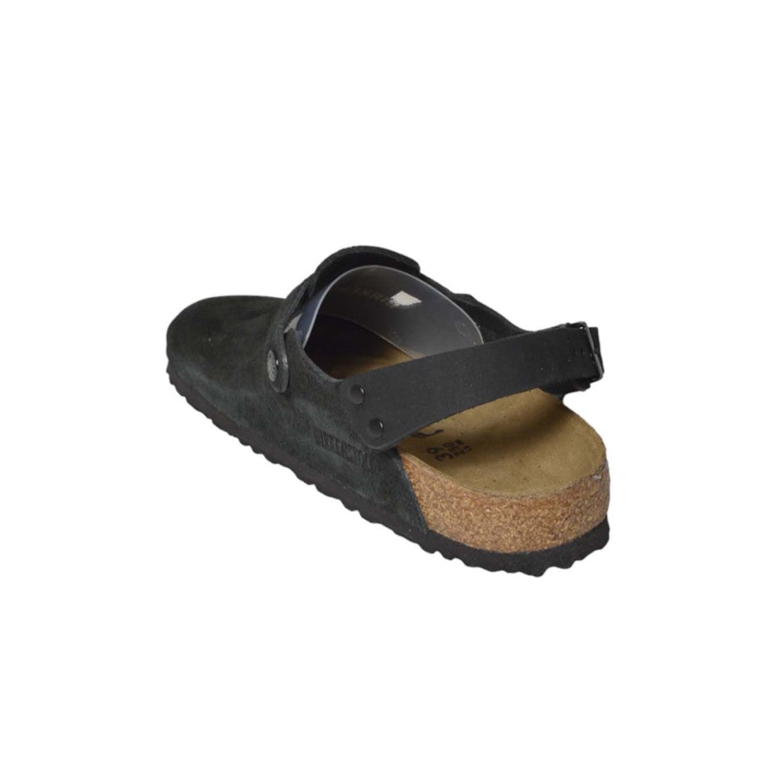 Birkenstock Closed-Toe Black Suede Sandals With Adjustable Buckle Strap