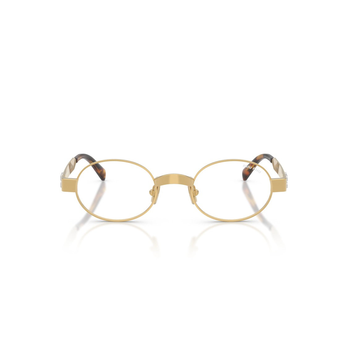 Miu Miu Oval Metal Sunglasses With Tortoiseshell Tips