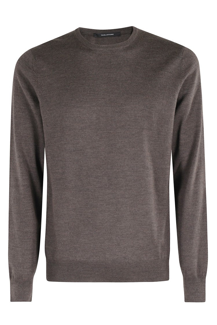 Tagliatore Smooth Knit Crew Neck Sweater In Chestnut