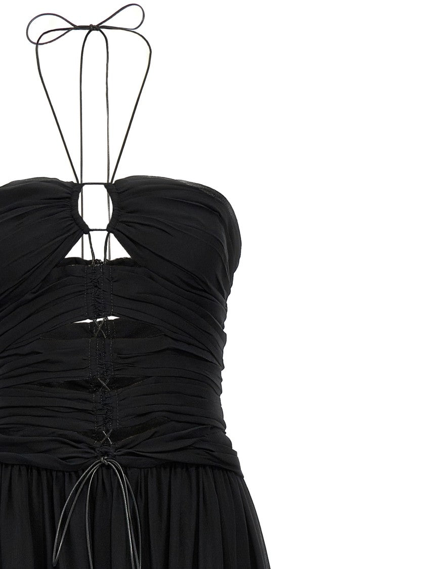 Tom Ford Cut-Out Detail Silk Maxi Dress With Draped Front