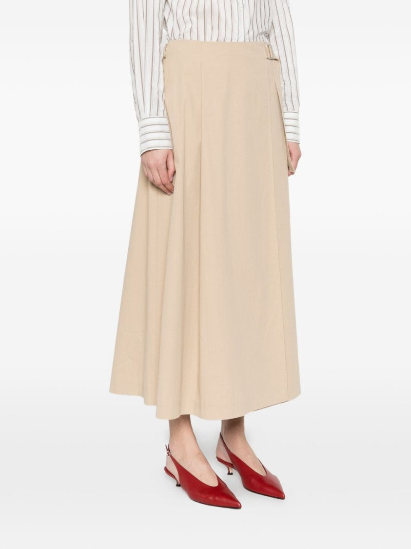 Peserico Beige Midi Skirt With Wrap Design And Side Buckle Closure