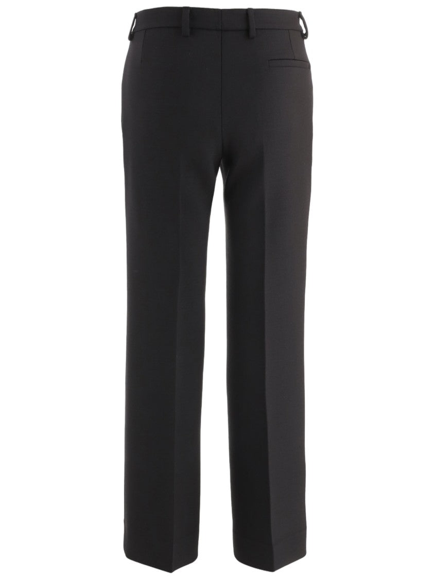 Darkpark Black Colin Tailored Pressed-Pleat Stretch-Wool Formal Pants