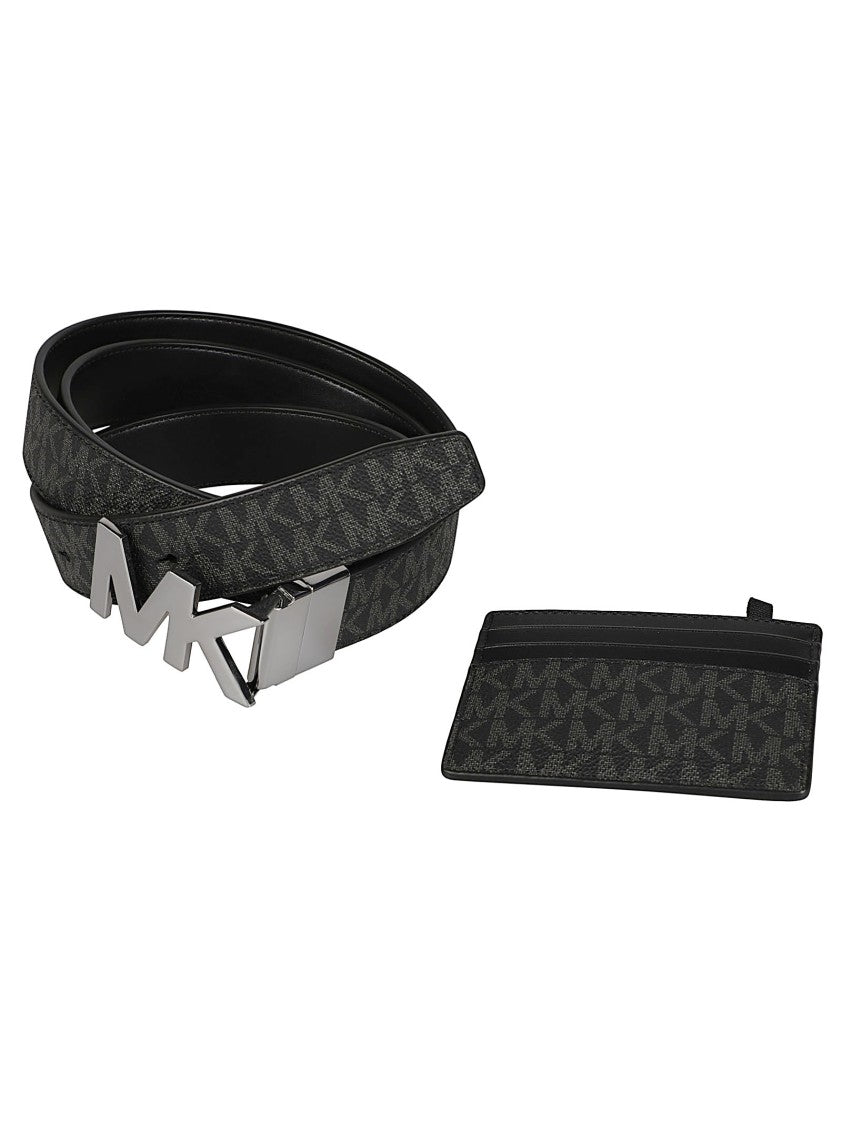 Michael Kors Card Holder And Logo Belt Gift Set