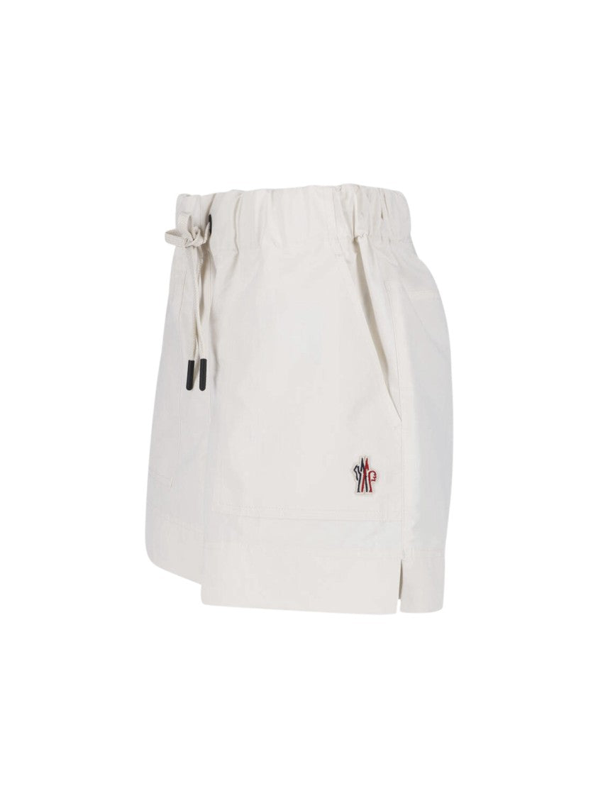 Moncler Grenoble Cream Drawstring Straight Leg Fabric Shorts