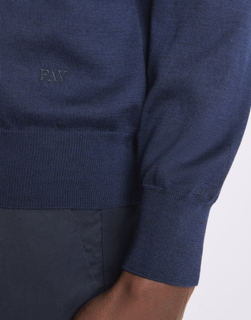 Fay Crew Neck Knit Sweater With Ribbed Cuffs