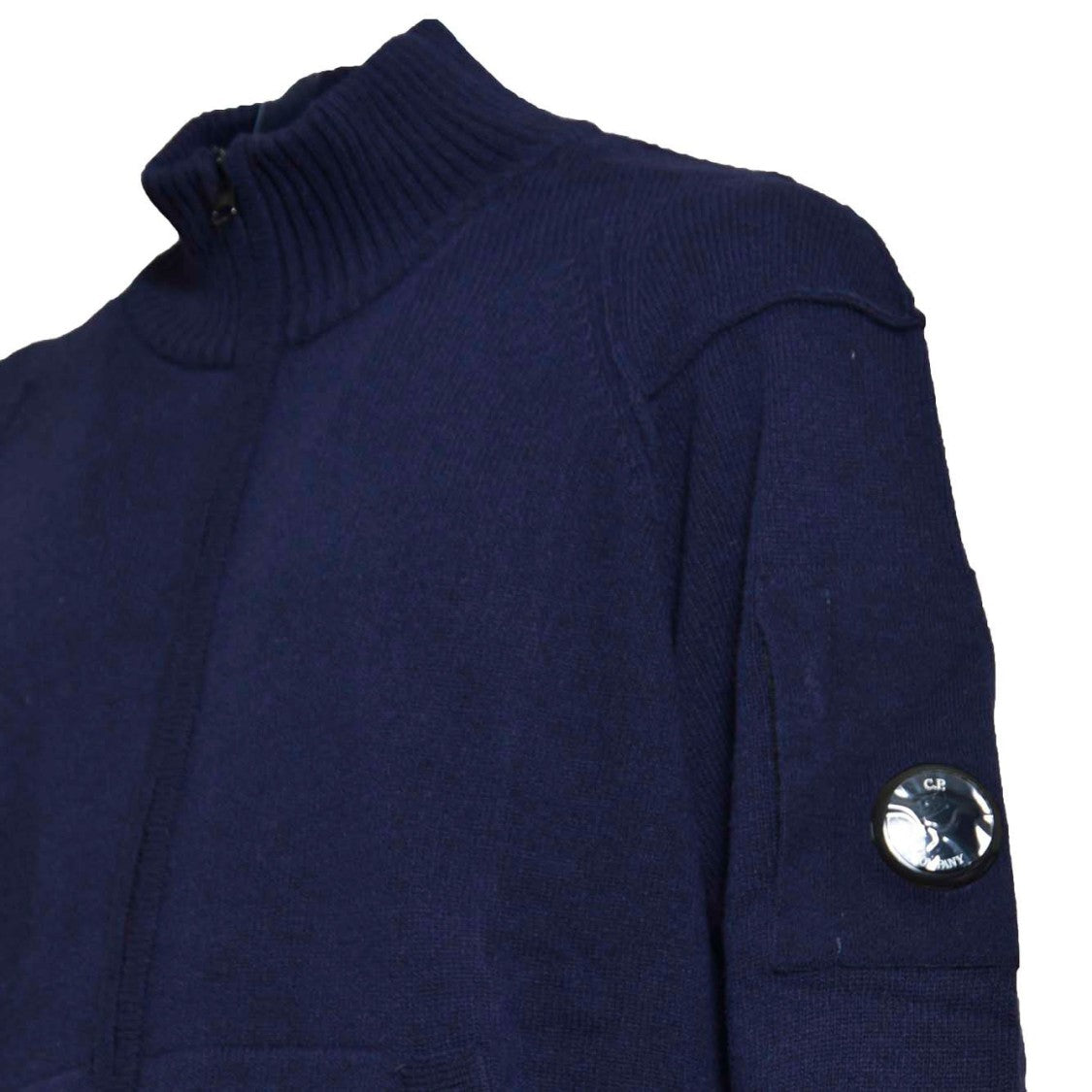 C.P. Company Navy Blue Lamb's Wool Jacket With Zipper