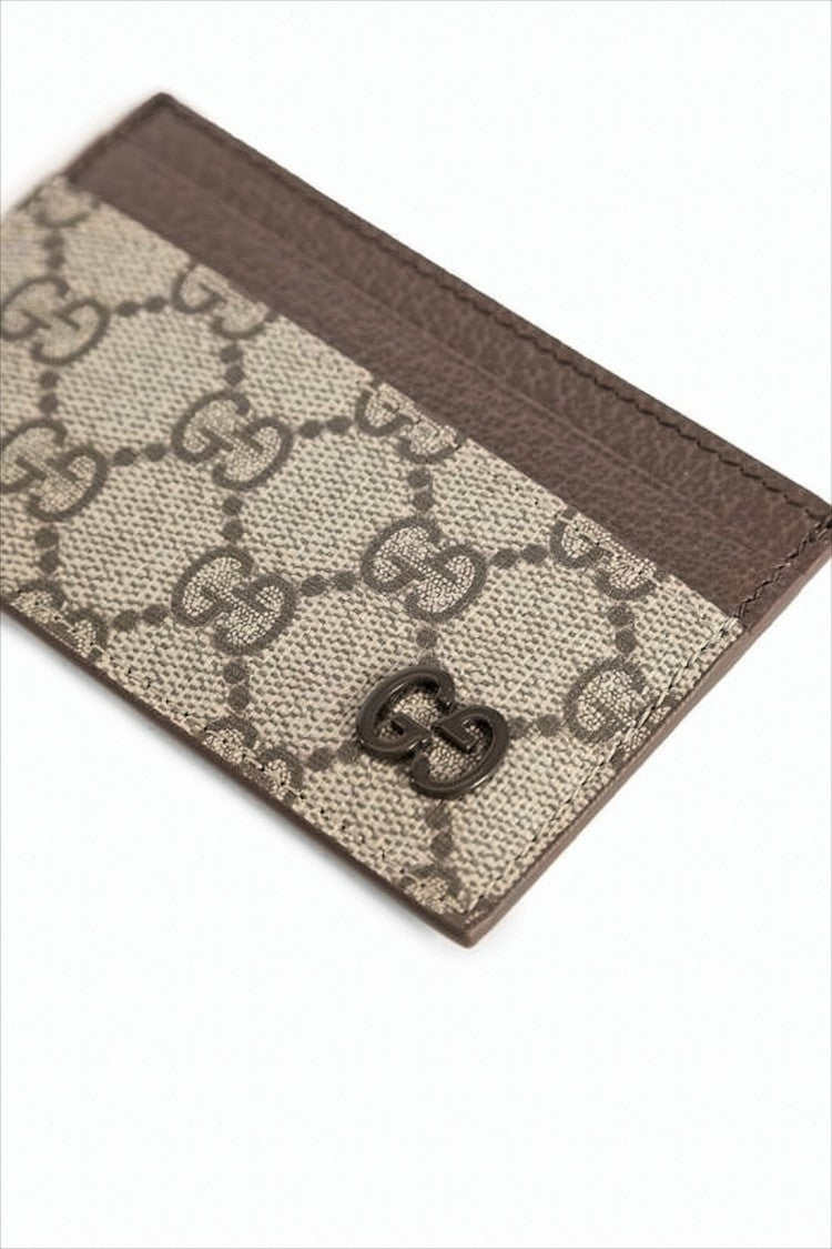 Gucci Interlocking Gg Pattern Canvas And Leather Card Wallet