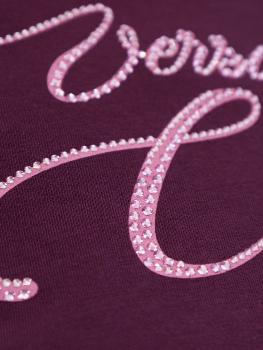 Versace Jeans Couture Bordeaux T-Shirt With Sparkling Logo Detail