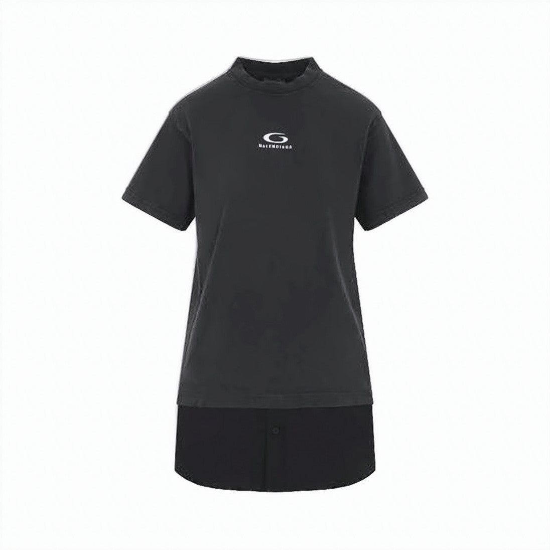 Balenciaga Layered Midi Dress With Subtle Logo Print