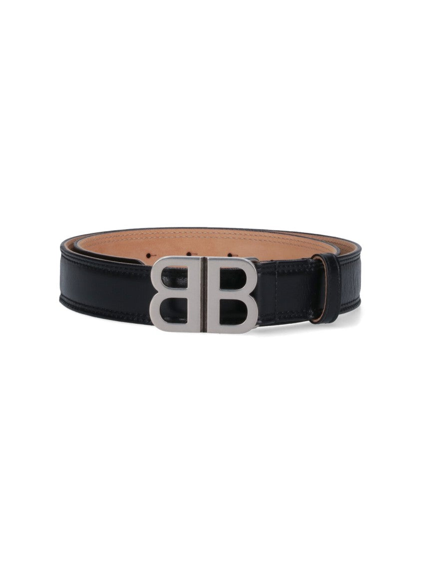 Balenciaga Logo Belt – Black/Silver