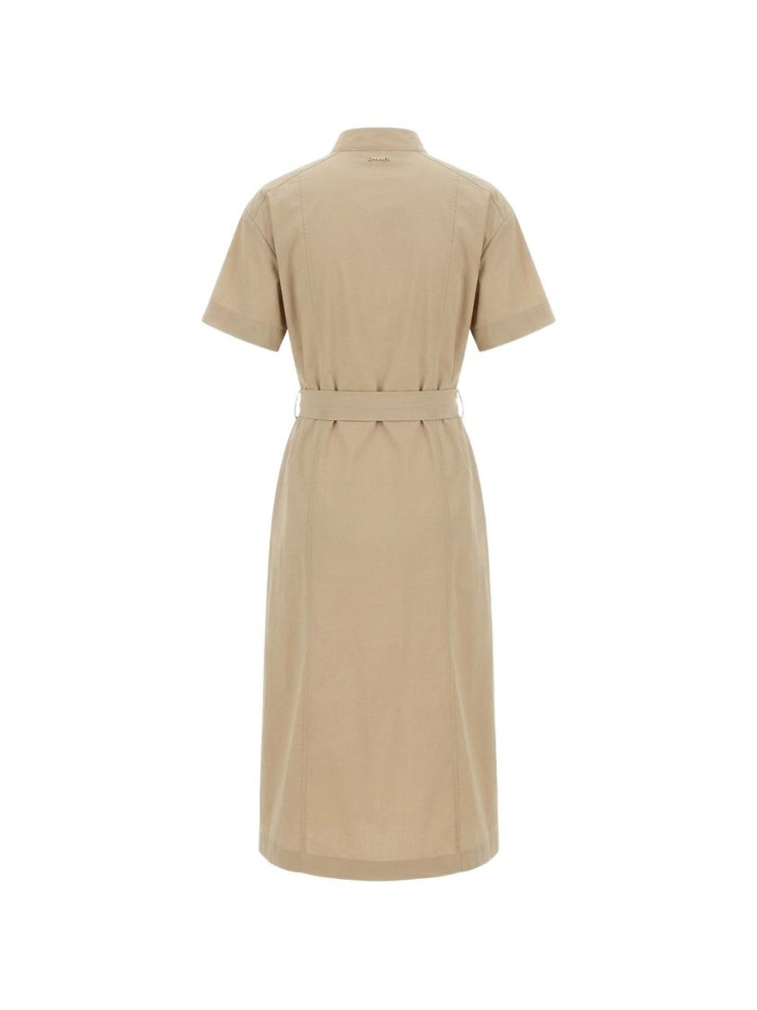 Twin-Set Knee-Length Buttoned Fabric Belted Day Dress