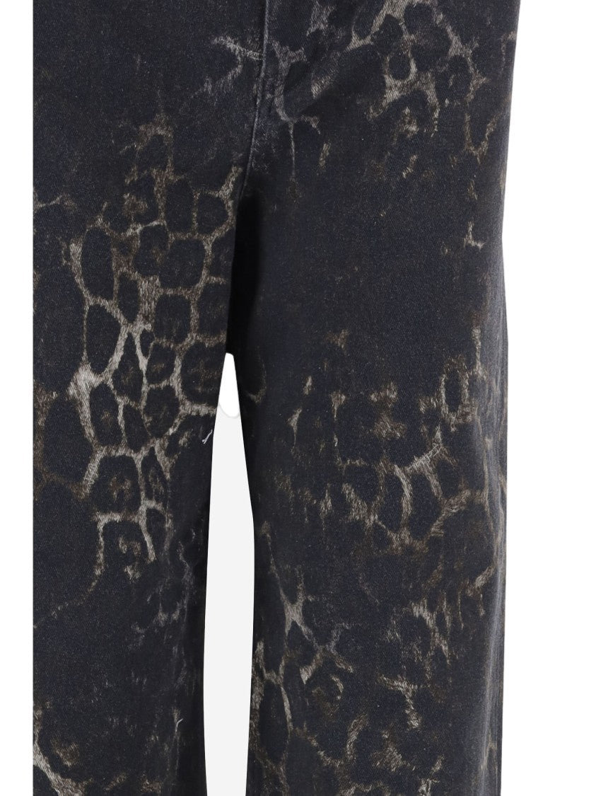 Just Cavalli Multicolor Animal Print Stretch Cotton Straight-Leg Pants