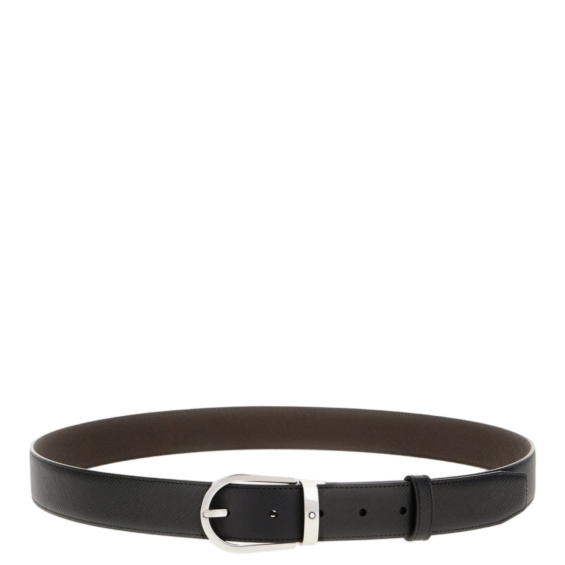 Montblanc Two-Tone Reversible Leather Belt With Polished Silver Buckle