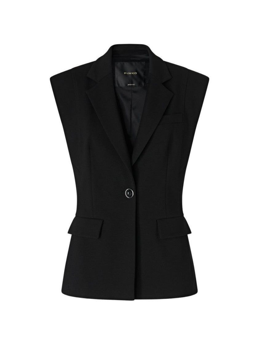 Pinko Black Tailored Sleeveless Single-Button Jacket