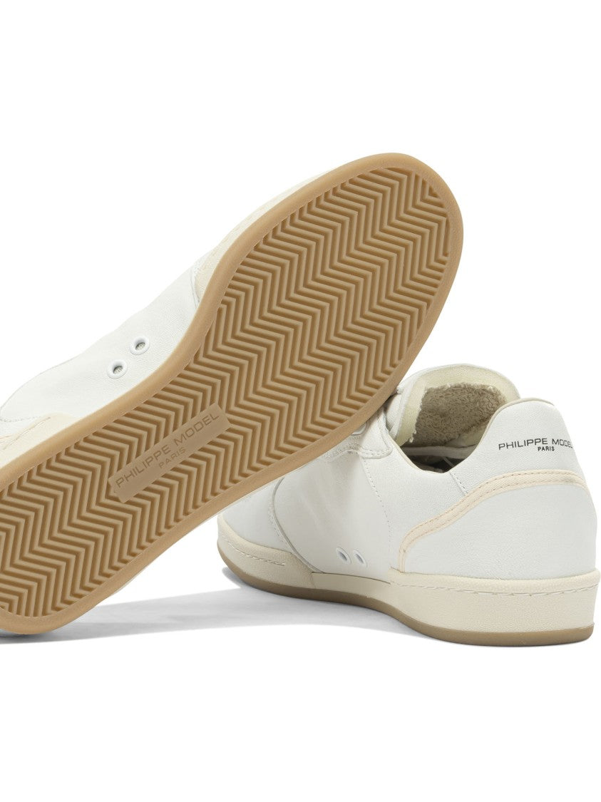 Philippe Model Paris White Leather Sneakers With Herringbone Sole