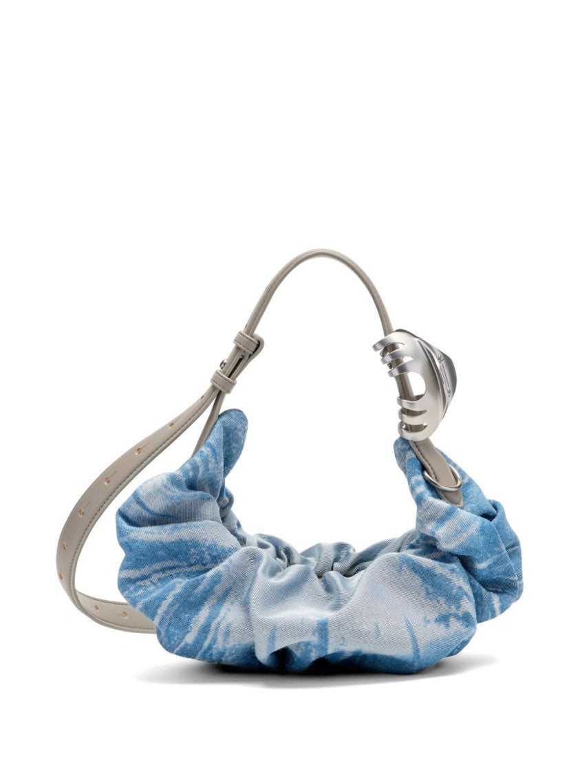 Diesel Ruched Silk And Nylon Leather Bag