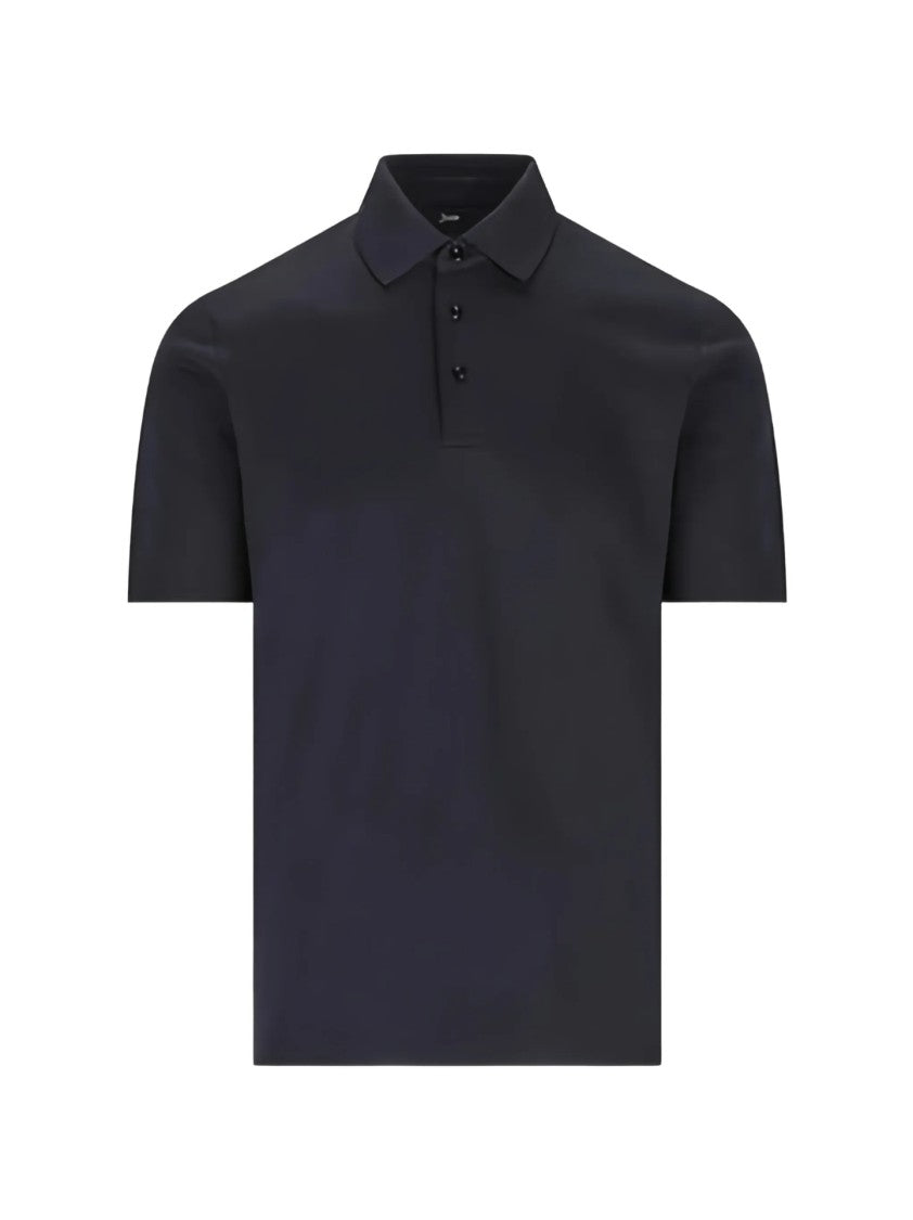 Herno Blue Button Short-Sleeve Polo Shirt