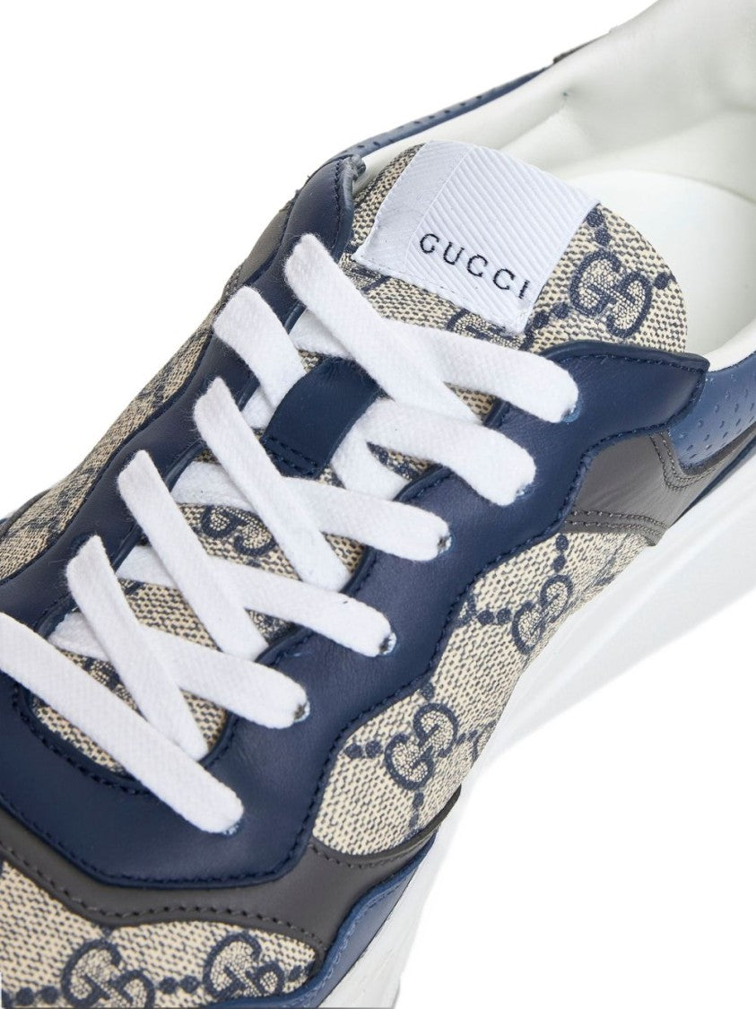 Gucci Low-Profile Sneakers With Calfskin And Patterned Fabric