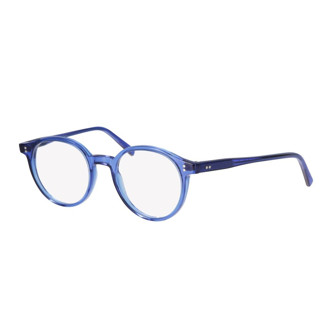 Kador Panto/N Translucent Blue Round Frame Eyeglasses With Metallic Accents