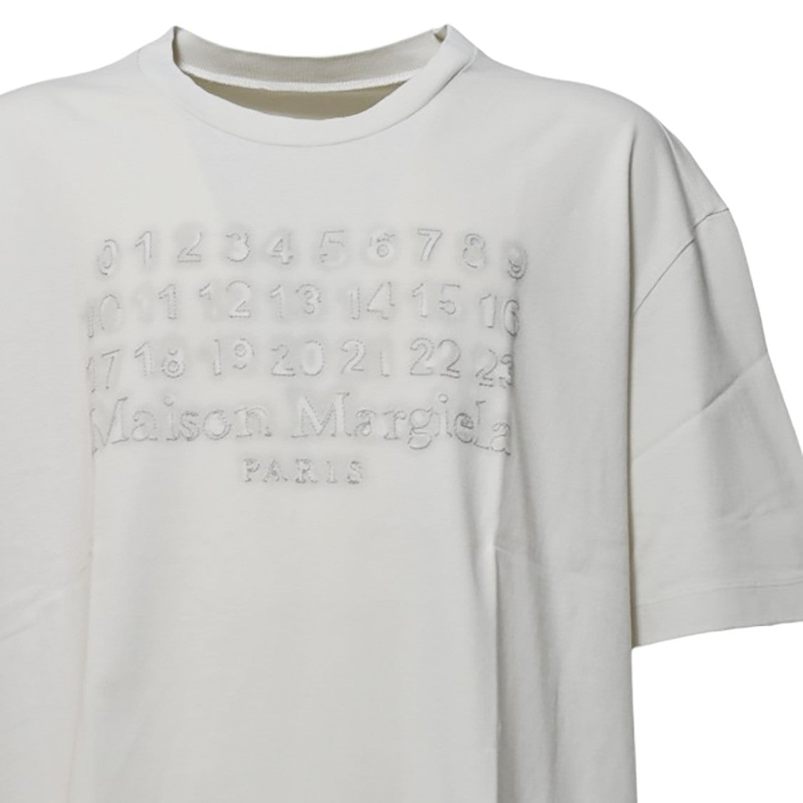 Maison Margiela Cream Cotton T-Shirt With Embossed Logo