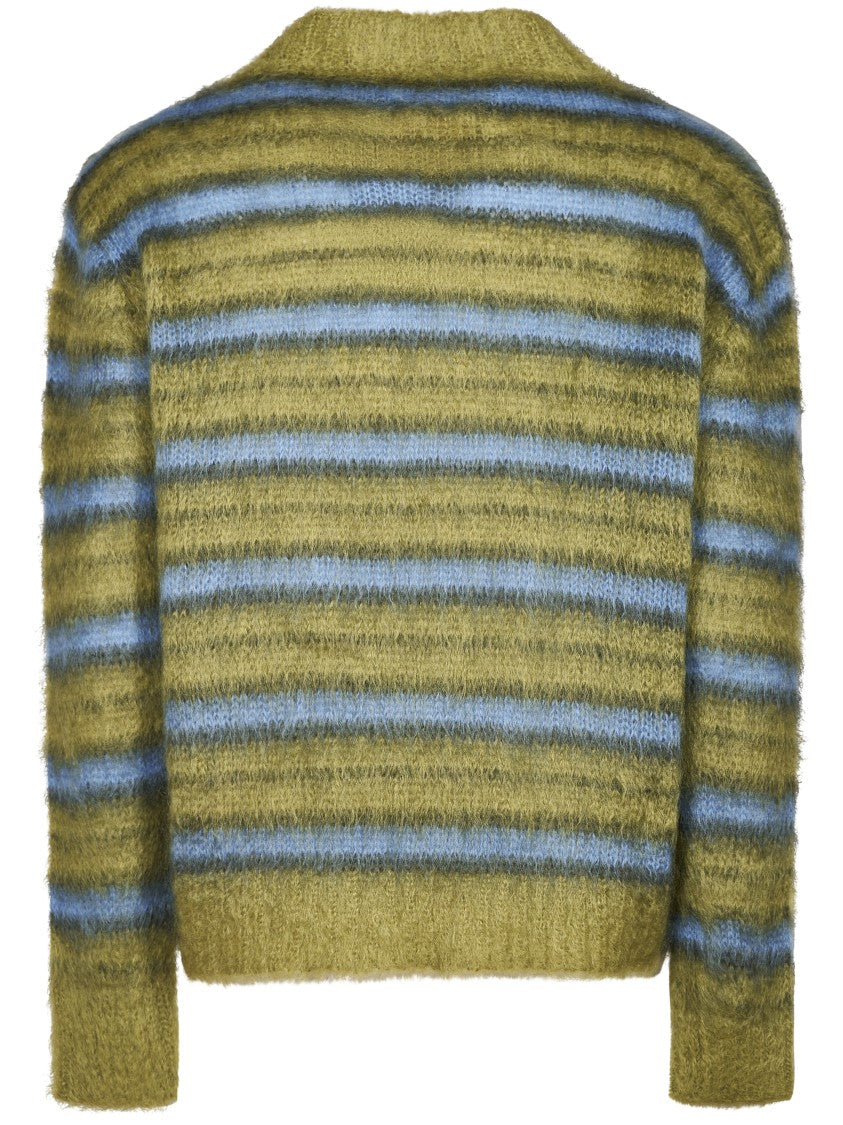 Marni Earthy Striped Mohair Knit Sweater