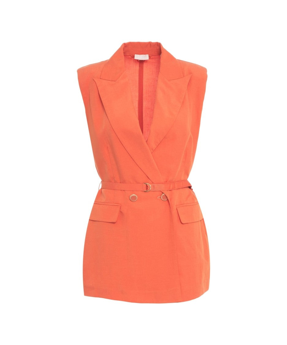 Liu Jo Tailored Vest With Belt And Decorative Accents