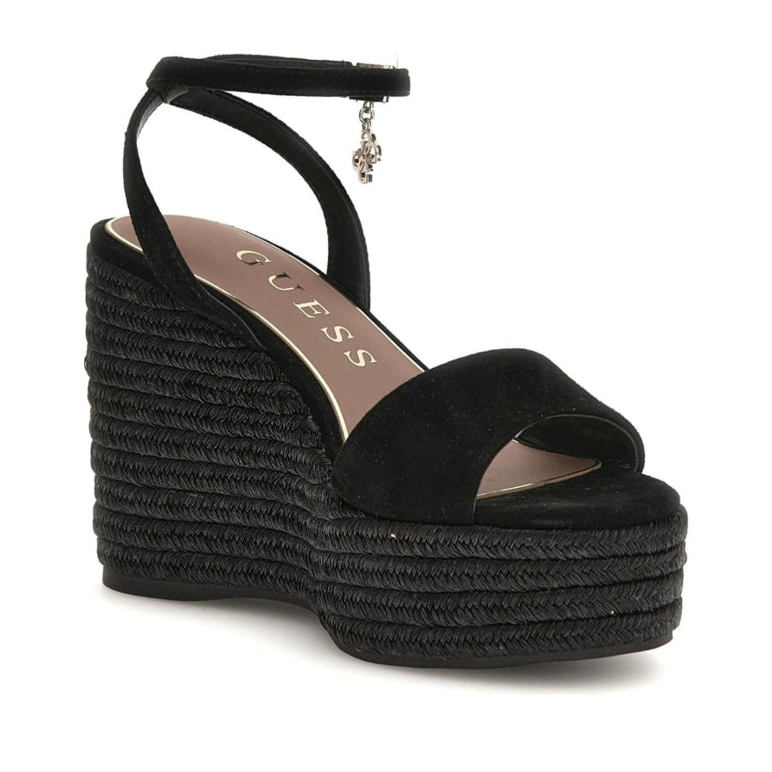 Guess Black Everly 2 Platform Wedge Sandals