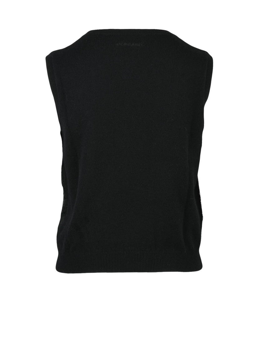 Ermanno Firenze Black Lace Polyamide Tank Top