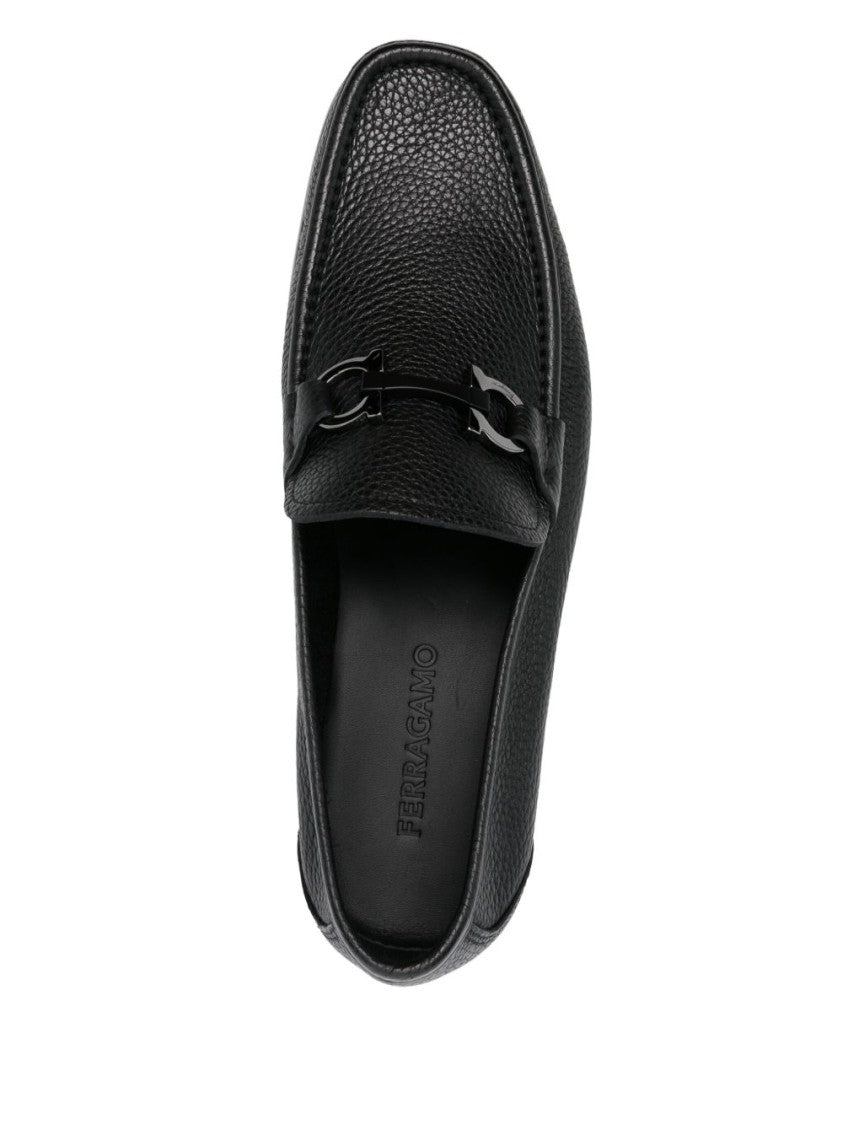Ferragamo Textured Calf Leather Loafer With Gancini Buckle