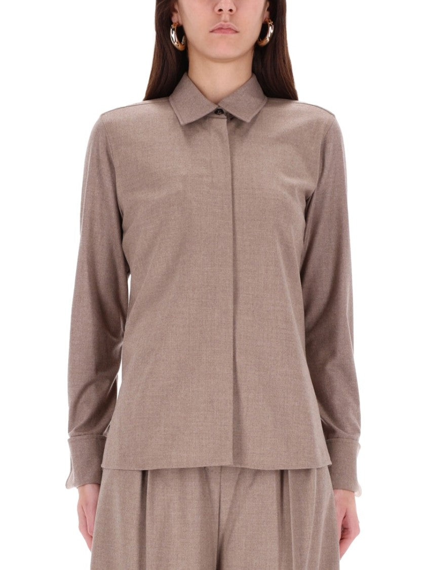 Max Mara Thebaid Pleated Cashmere-Blend Shirt
