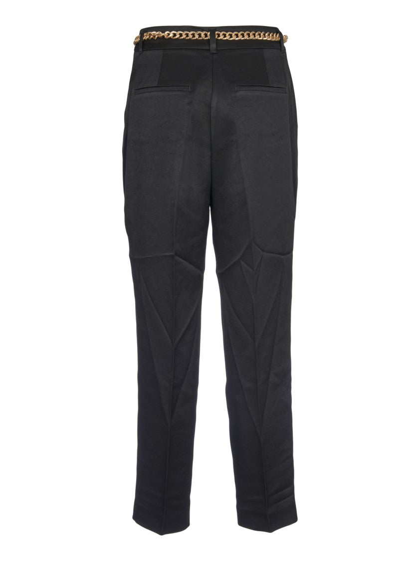 Michael Kors Black Tailored Pleated Chain Belt Trousers