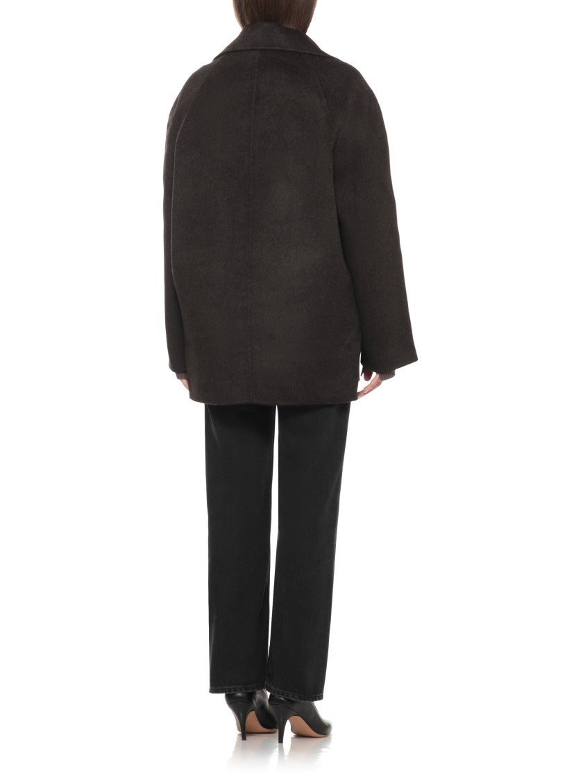 Loulou De Saison Brown Wide Lapels Double-Breasted Wool-Cashmere Jacket