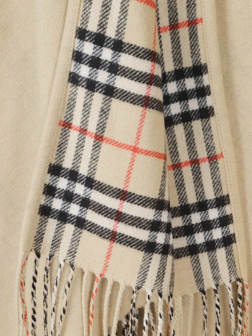 Burberry Grey Wool Fringed Reversible Cape