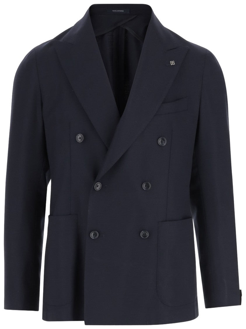 Tagliatore Stretch Wool Double-Breasted Jacket With Tailored Fit