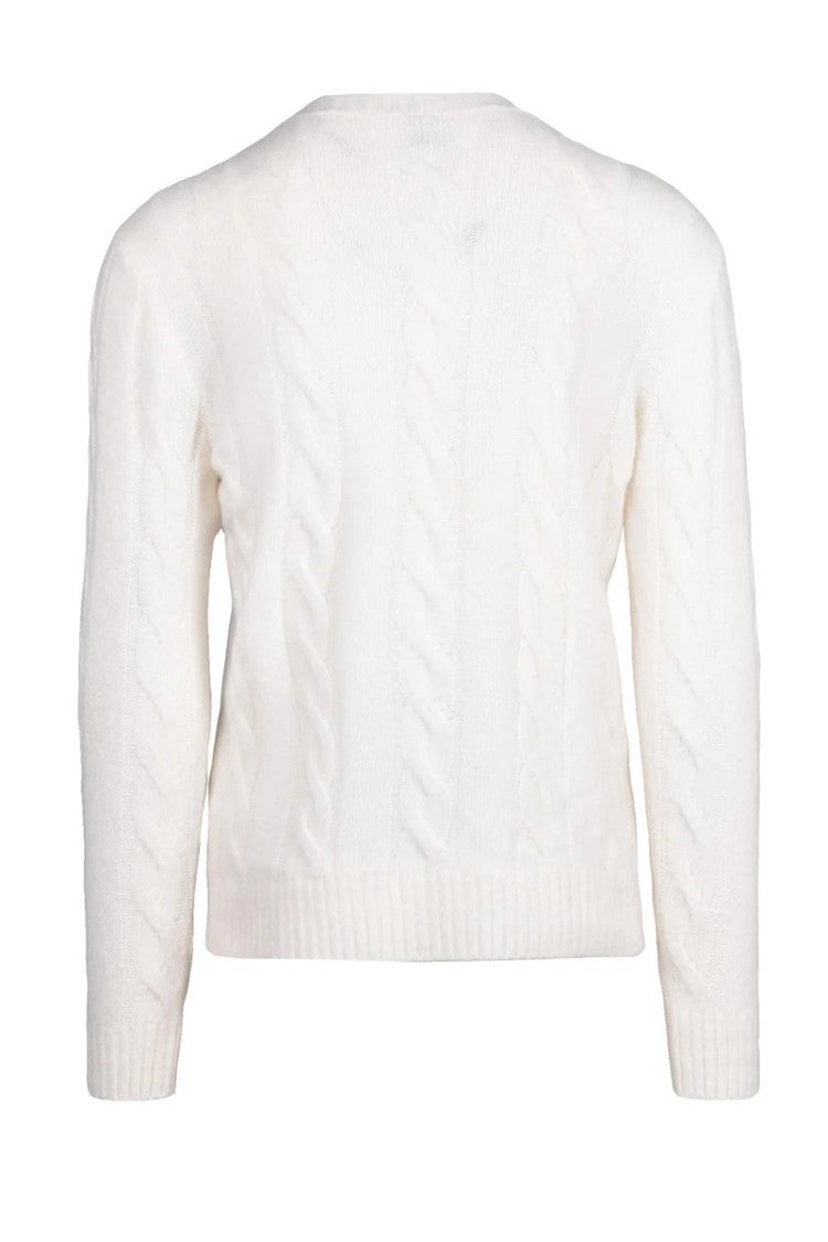 Eleventy Cashmere Silk Crewneck Sweater - White