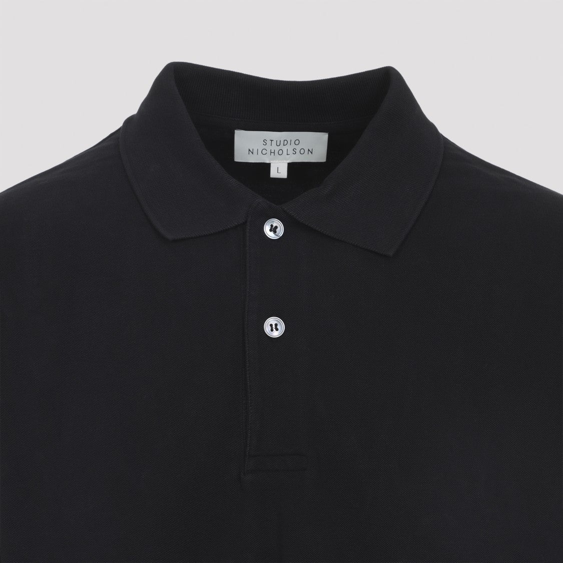 Studio Nicholson Balato Black Cotton Polo