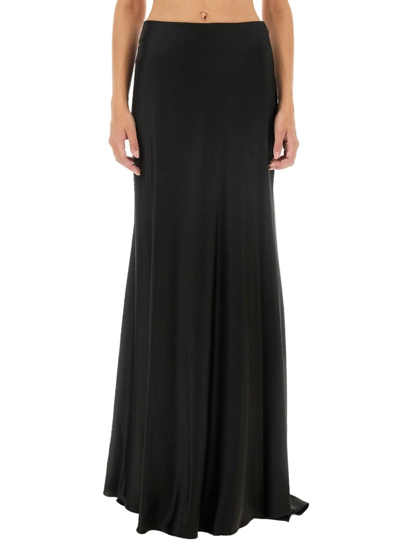 Kiton Flowing Black Maxi Skirt With Smooth Finish