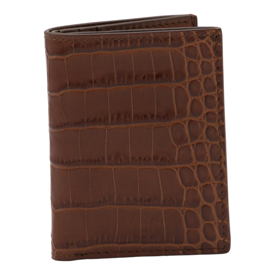 Tom Ford Textured Bifold Wallet With Crocodile Pattern