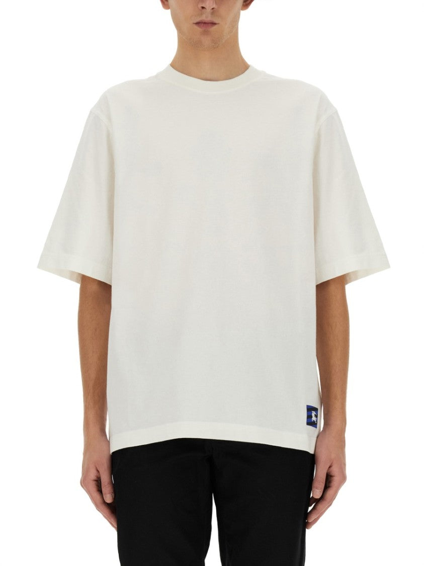 Burberry Regular Fit Cotton T-Shirt With Subtle Hem Patch