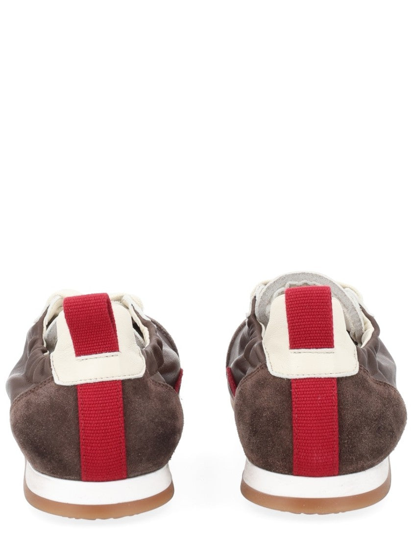 Uma Wang Brown Leather Suede Panels Sneakers