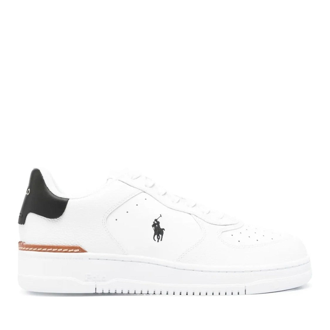 Polo Ralph Lauren Multicolor Masters Perforated Detail Textured Grip Leather Sneakers