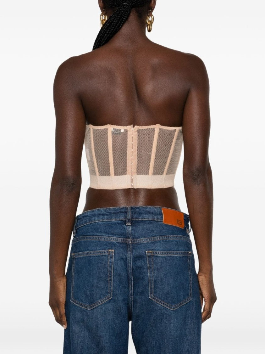 Elisabetta Franchi Structured Bustier Top With Sheer Mesh Panels