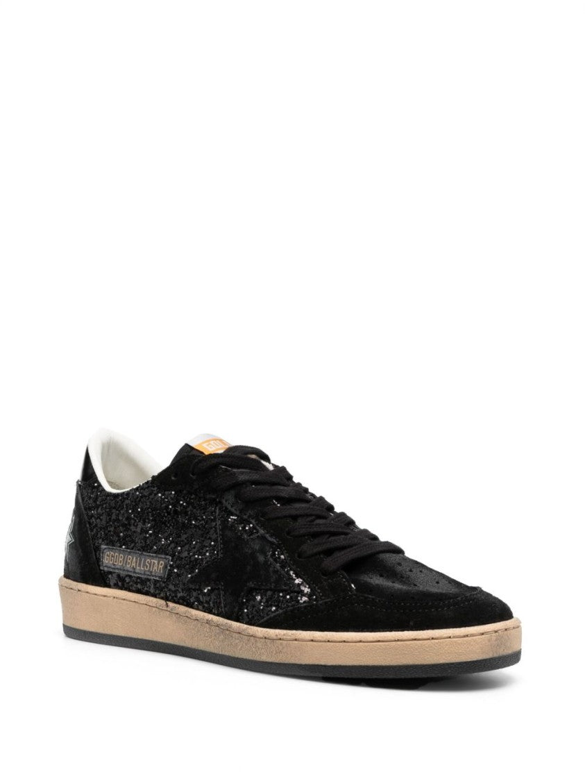 Golden Goose Low-Top Black Sneakers With Glittery Finish