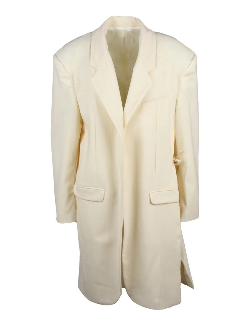 Act N°1 Long Wool Stretch Jacket With Tailored Silhouette And Flap Pockets