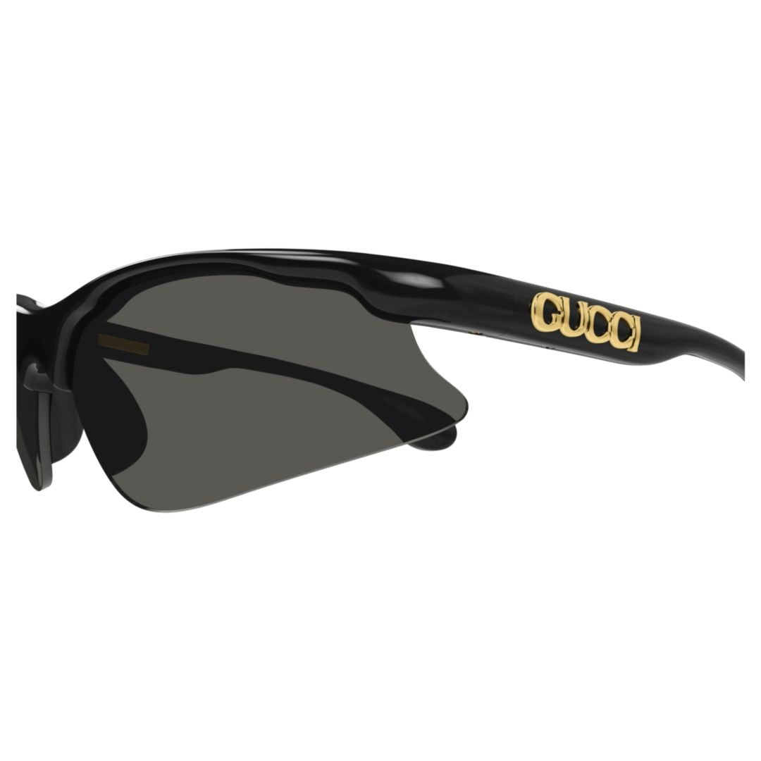 Gucci Wraparound Sunglasses With Glossy Black Frame