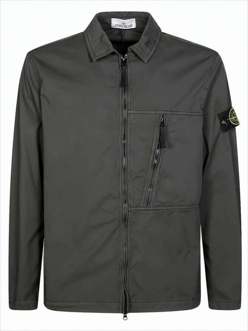 Stone Island Long-Sleeve Structured Collar Shirt With Zipper Closure