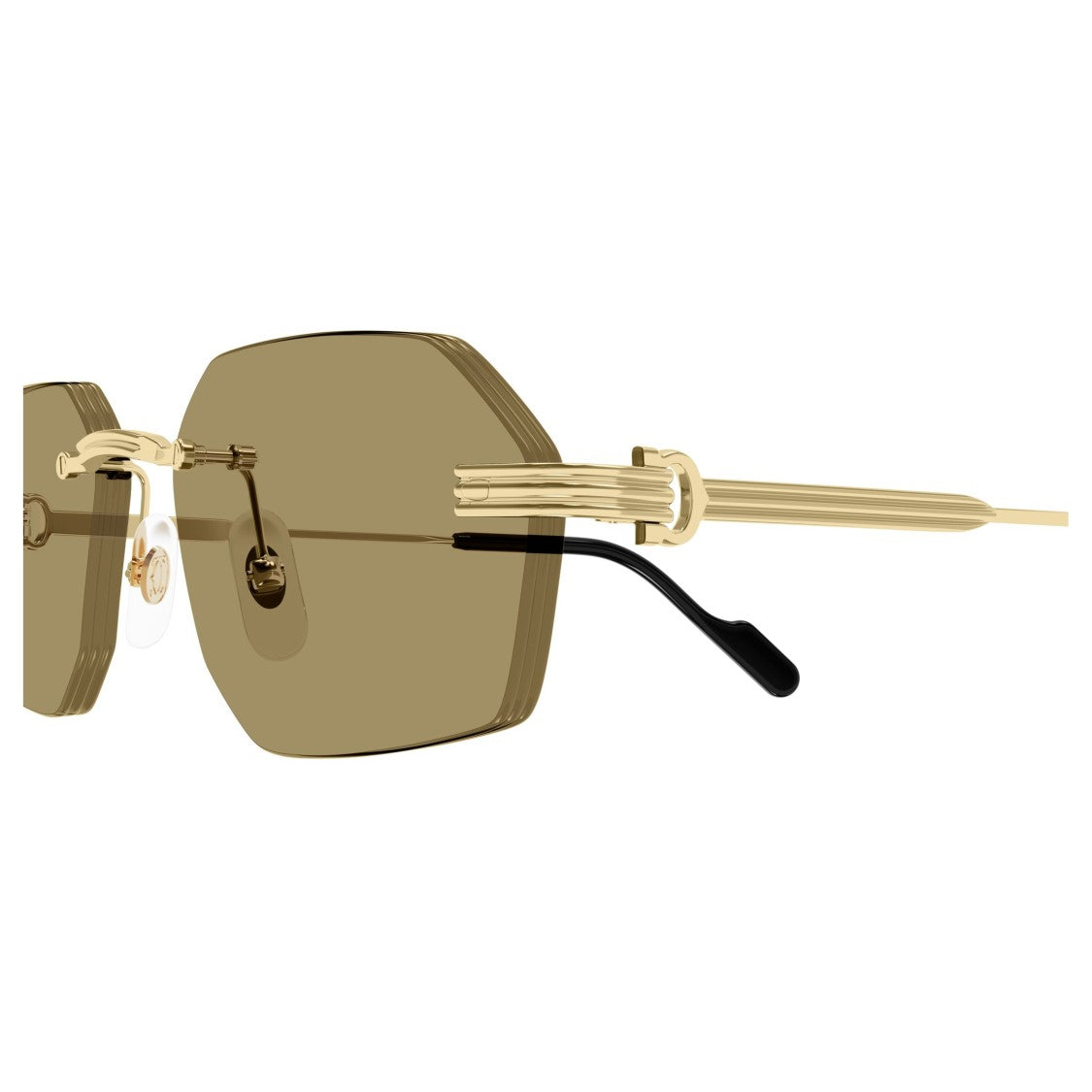 Cartier Rimless Hexagonal Sunglasses With Gold-Tone Metal Accents