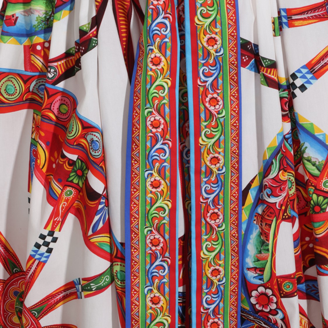 Dolce & Gabbana Belted Midi Shirt Dress With Bold Print
