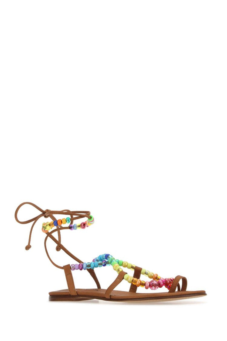 Alameda Turquesa Embellished Synthetic Leather Arco-Iris Sandals